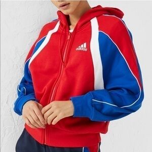 Adidas Red White Blue Colorblock Hoodie S
